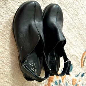 b.o.c. Black Leather Mules